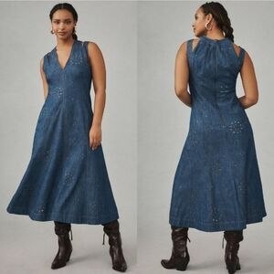 Anthropologie  Grommet Denim Midi Dress New Nwt Size 2